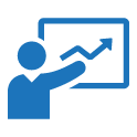 Man pointing to line graph showing growth