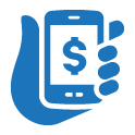 Hand holding a smartphone with a dollar sign on it