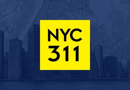 NYC 311 with NYC skyline in background