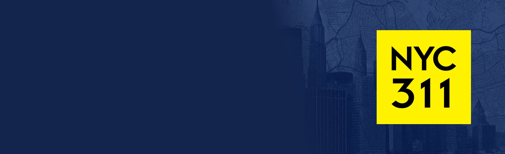 Graphic illustration that includes a map of New York City in the background and the New York City 311 logo in the foreground.