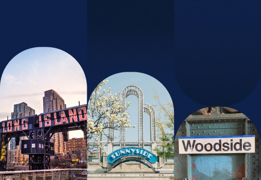 Collage of signs in Long Island City