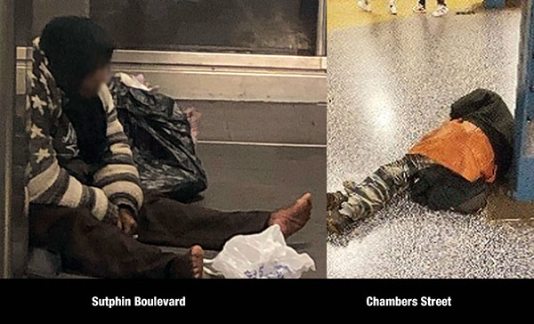 Homeless individuals in subway
