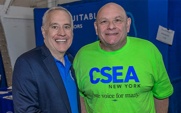 state comptroller dinapoli standing with ken greenleaf, president of csea region five at the new york state fair