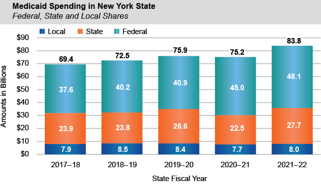 Bar chart of Medicaid Spending in New York State