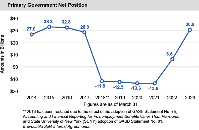 Line chart of Primary Government Net Position