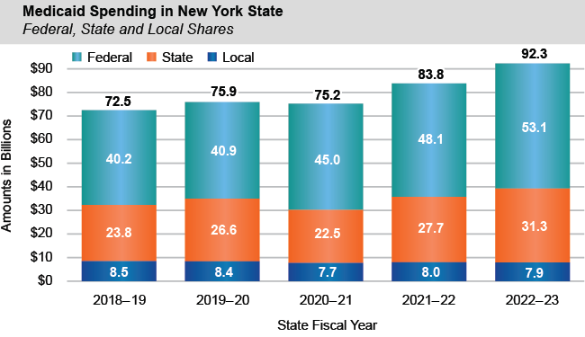 Bar chart of Medicaid Spending in New York State