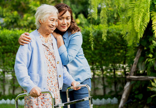 elderly person using a walker