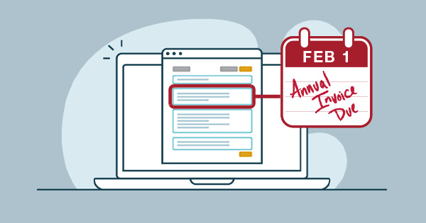 annual invoice due Feb 1