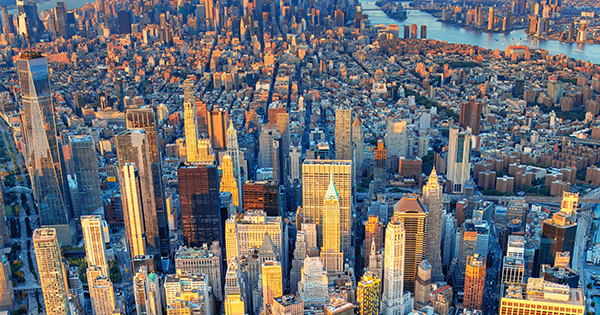 arial shot of new york city