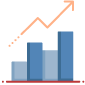 Bar graph with arrow going up