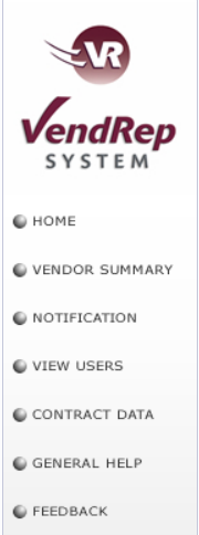 VendRep Manual - Vendor - Navigation Bar