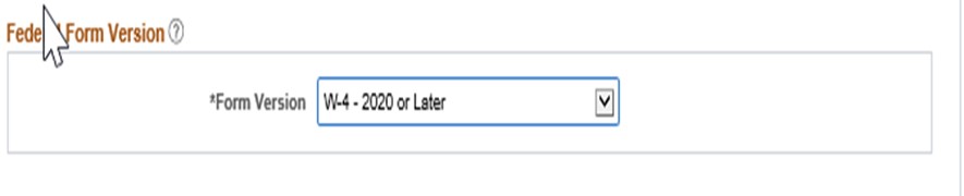 screenshot of Federal Form Version field