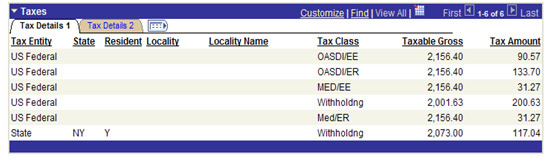 Image of PayServ NYS Payroll System - Taxes Page