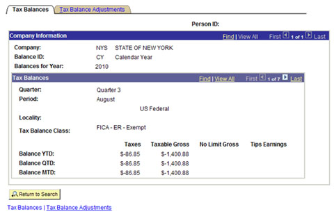 Tax Balance Page