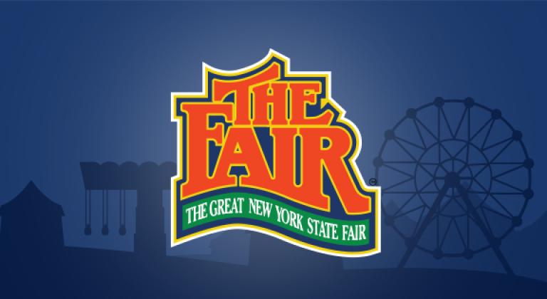The Great New York State Fair with fair graphics in the background