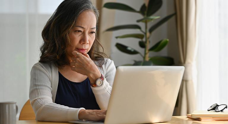 Woman working on laptop