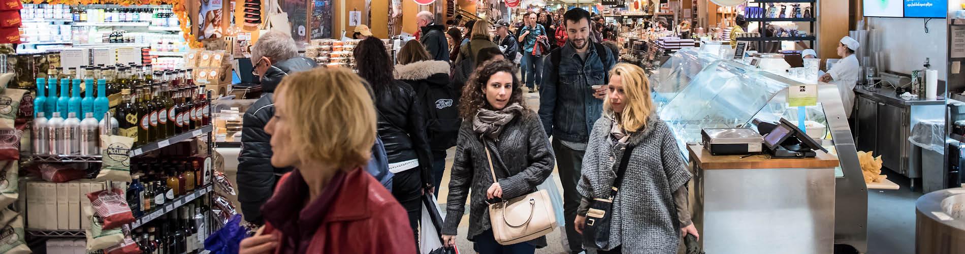 Shoppers in grand central market in New York City