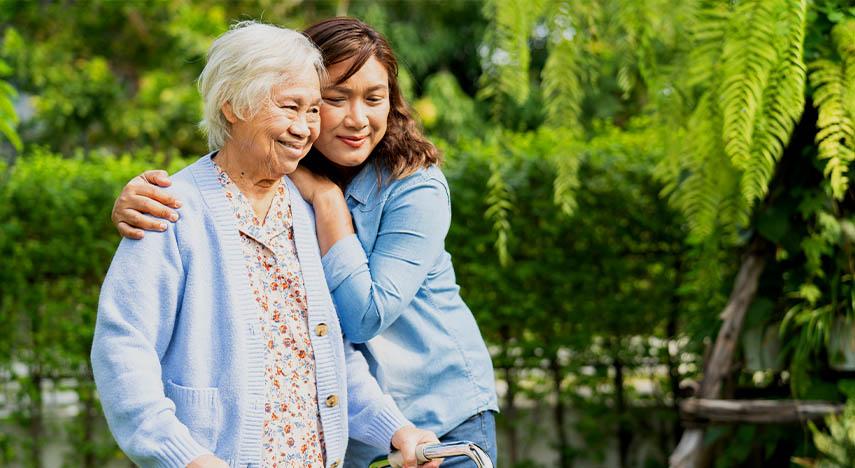 elderly person using a walker