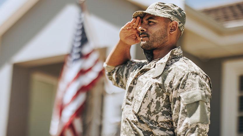 uniformed soldier salute